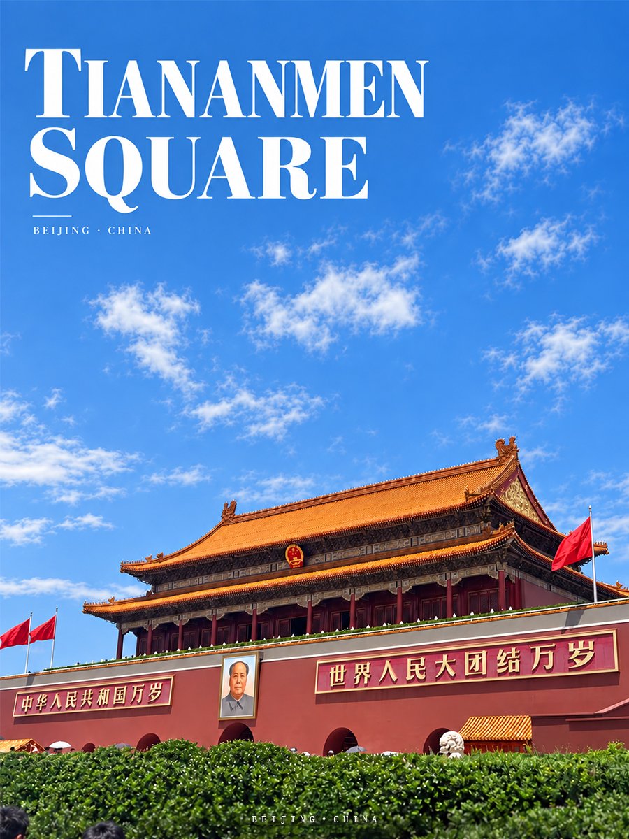 Tiananmen Square travel poster