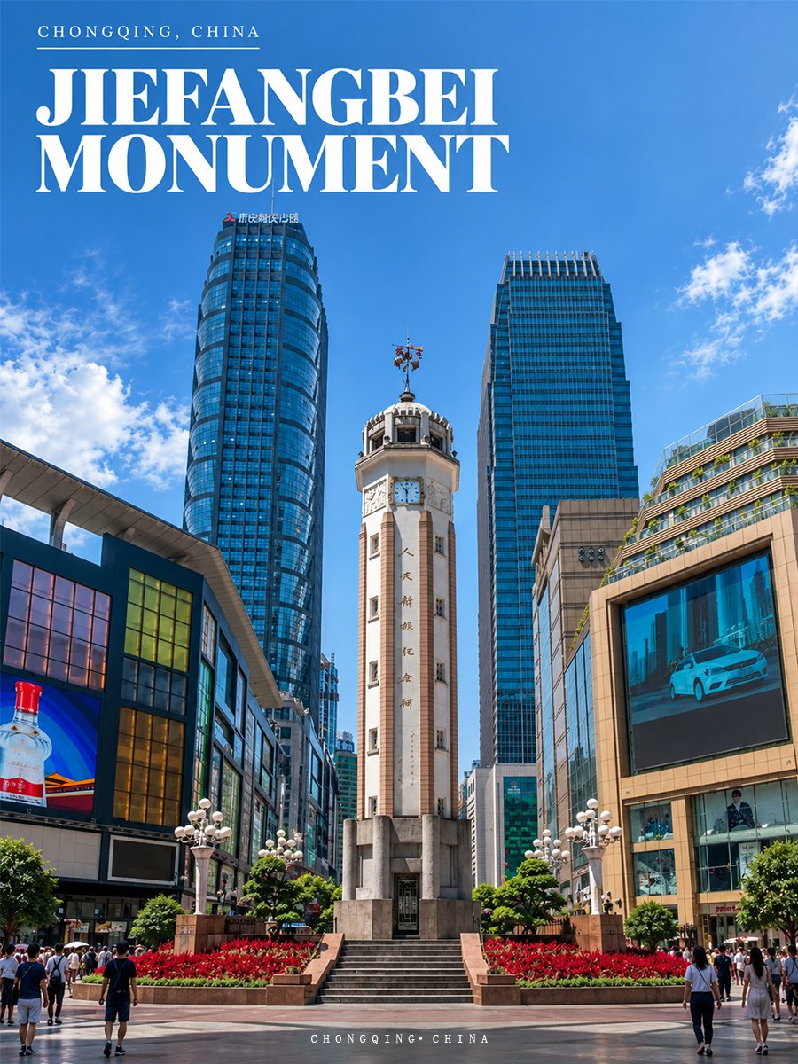 Jiefangbei Monument travel poster